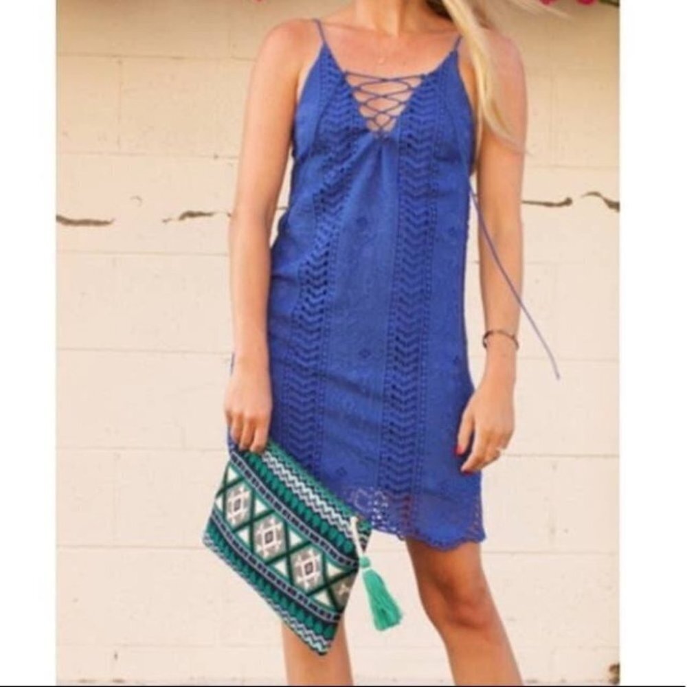 ASTR the‎ Label Royal Blue  Crochet Dress Size Medium